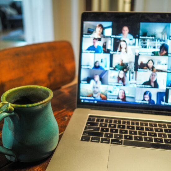 Zoom call with coffee